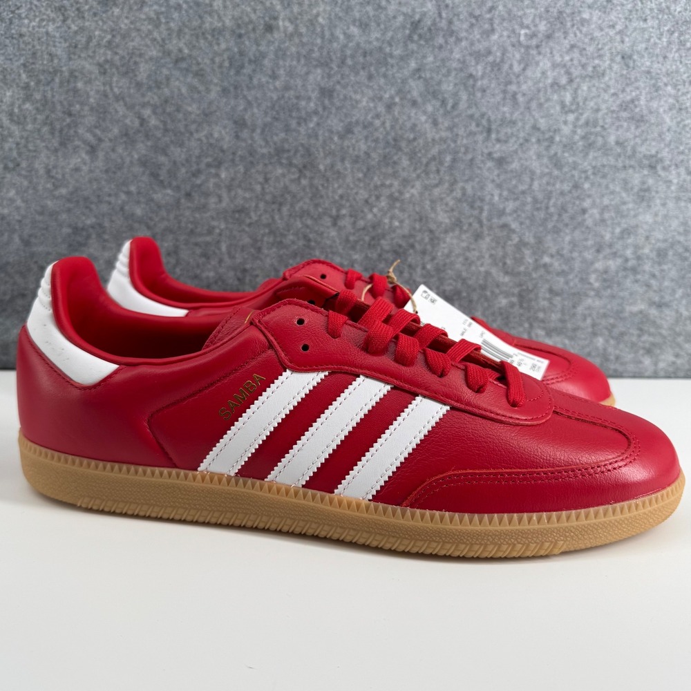 Adidas Samba OG Sneakers Mens 12 Red White Gum Leather JR0881